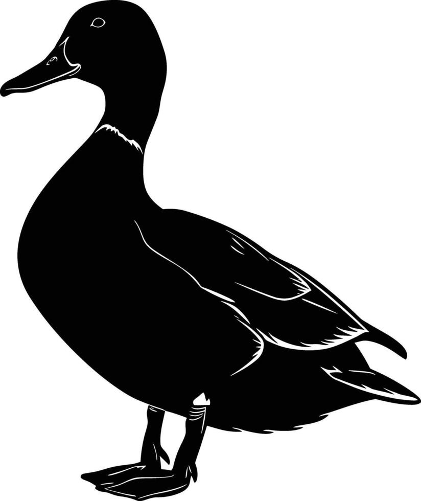 AI generated Silhouette duck black color only vector