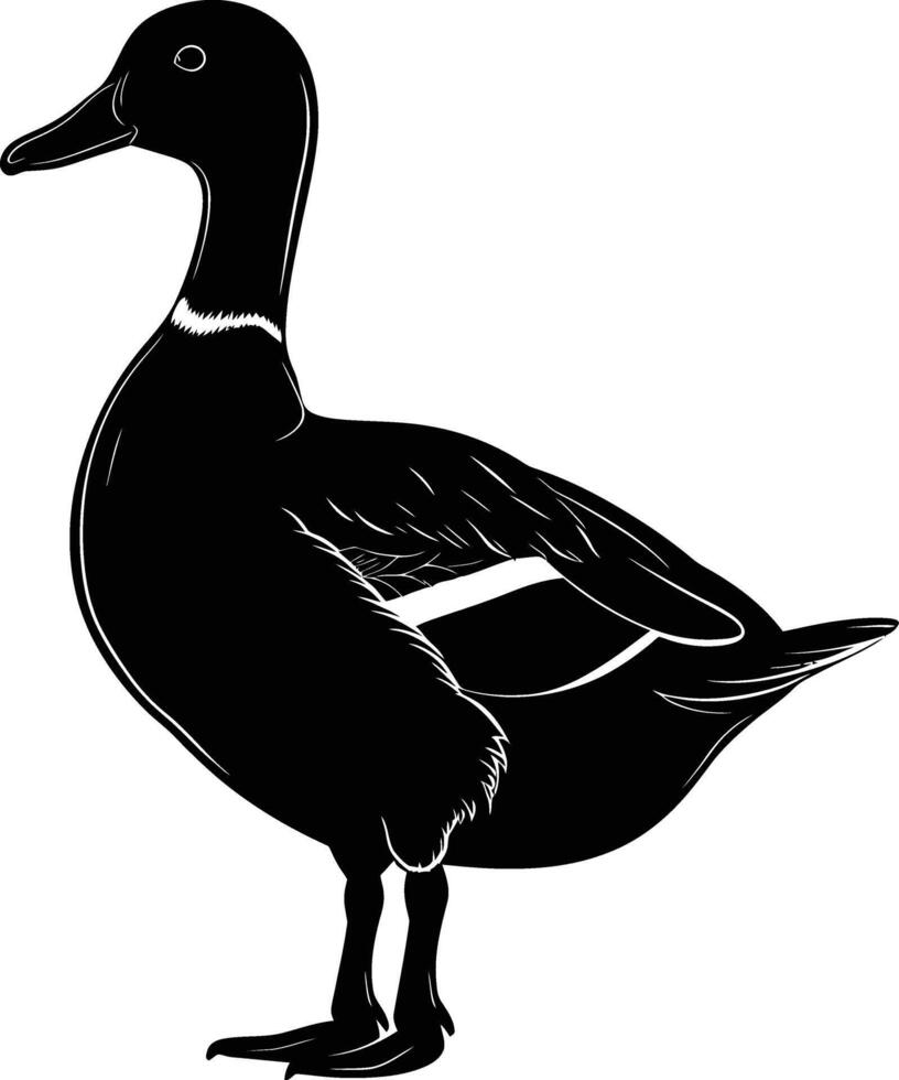 AI generated Silhouette duck black color only vector