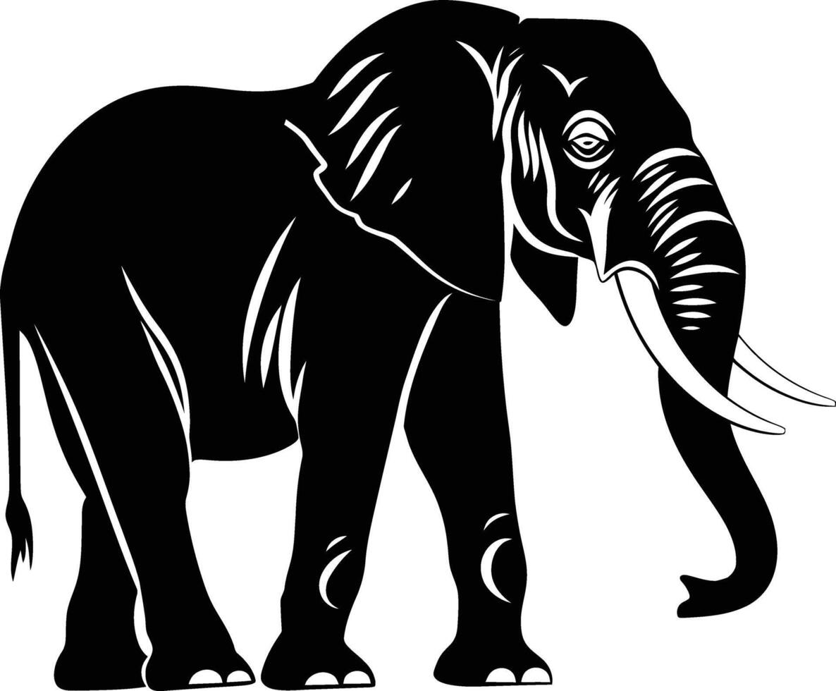 AI generated Silhouette elephant black color only vector