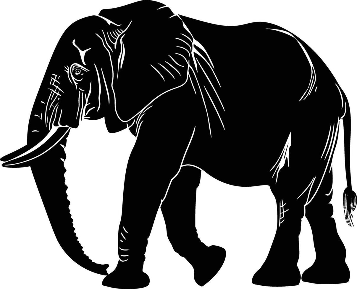 ai generado silueta elefante negro color solamente vector