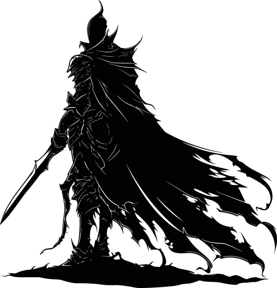 AI generated Silhouette knight full body black color only vector