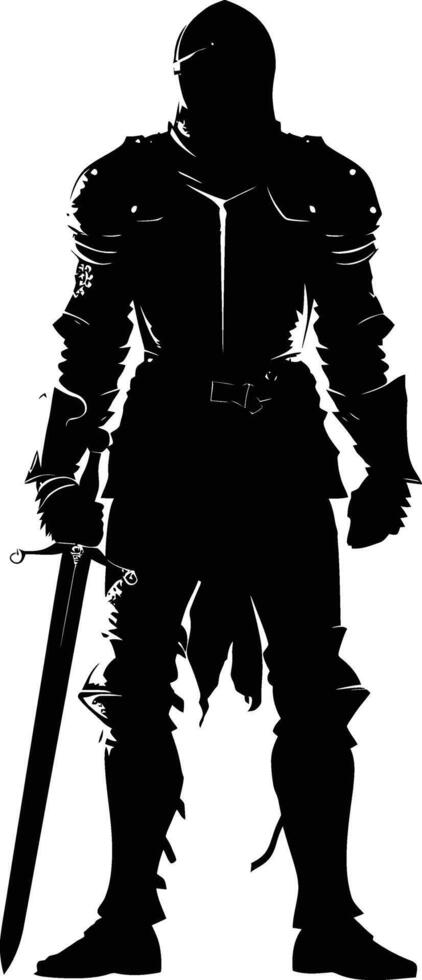 AI generated Silhouette knight full body black color only vector