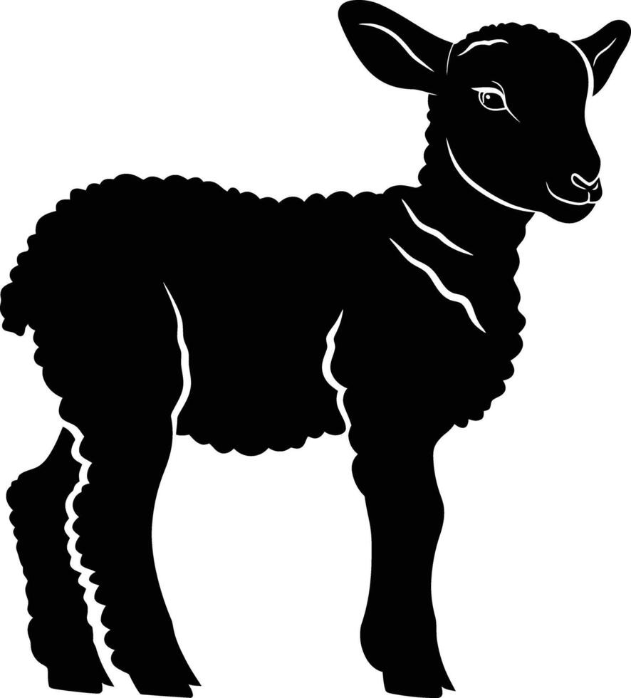 AI generated Silhouette lamb black color only vector