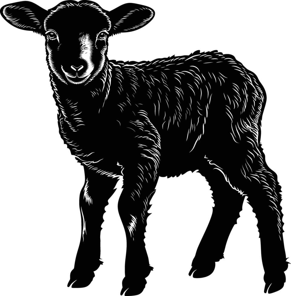 AI generated Silhouette lamb black color only vector