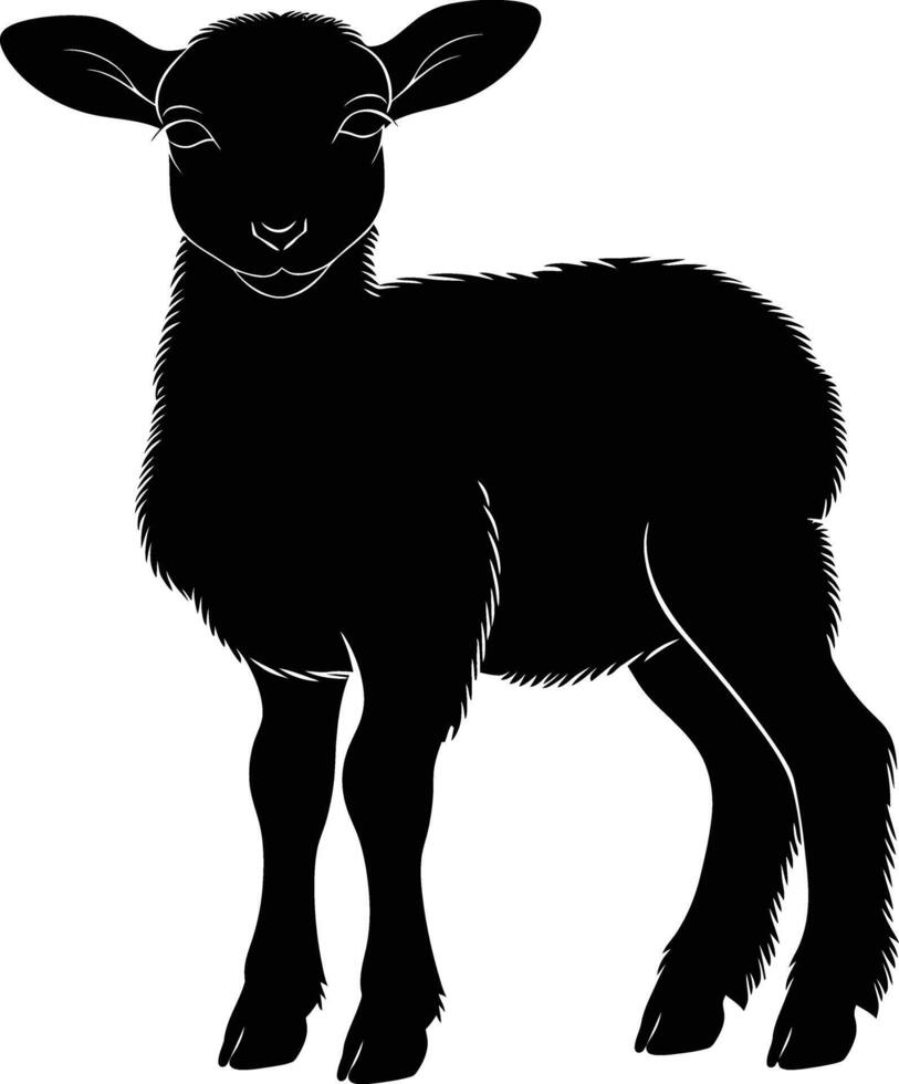 AI generated Silhouette lamb black color only vector