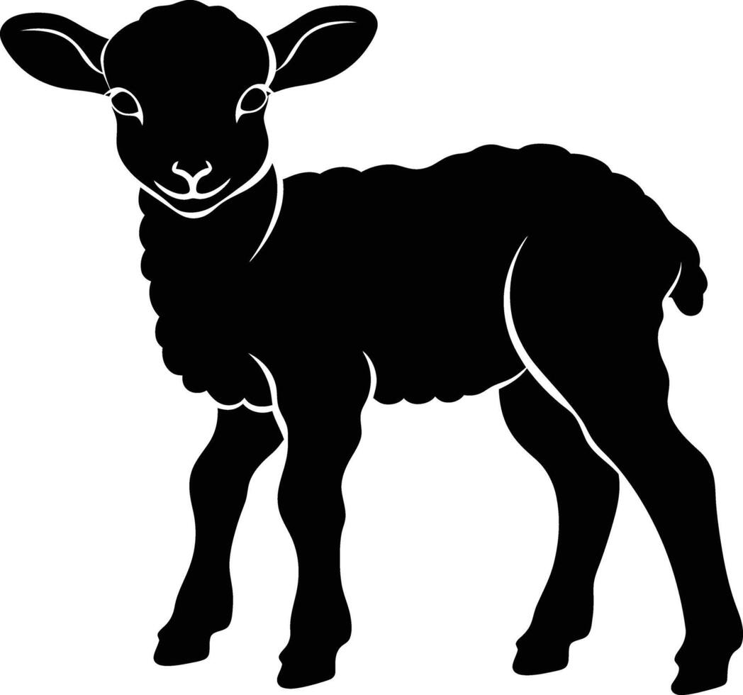 AI generated Silhouette lamb black color only vector