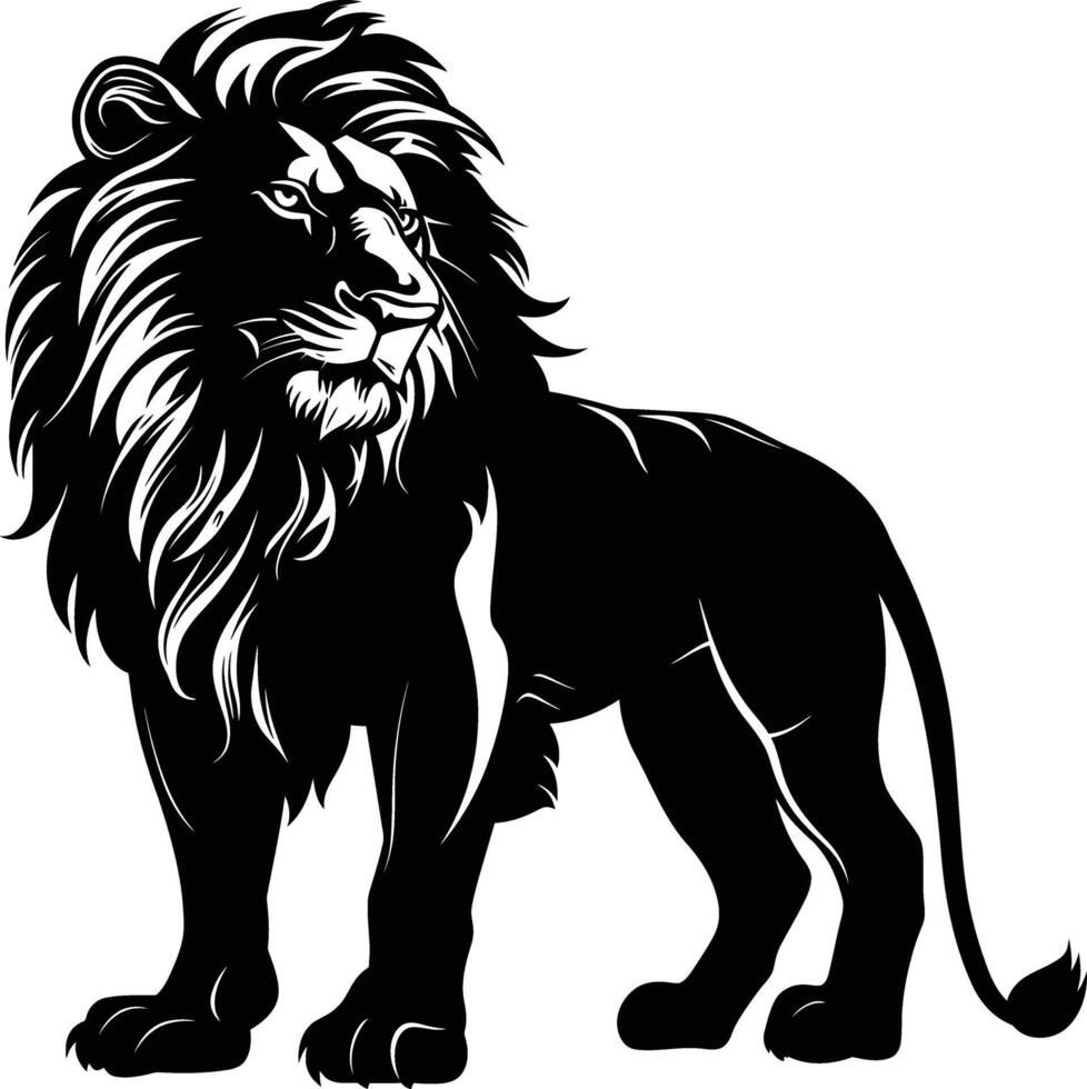 AI generated Silhouette lion black color only vector