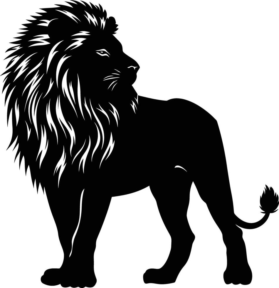 AI generated Silhouette lion black color only vector