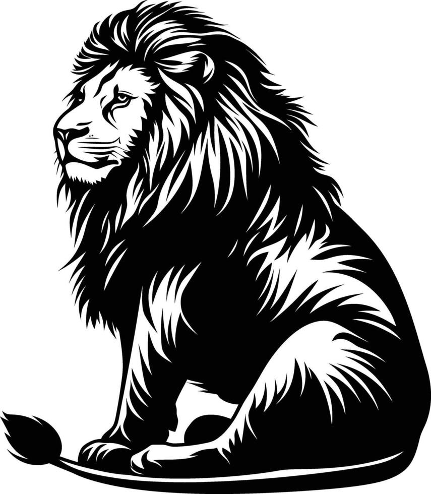 AI generated Silhouette lion black color only vector