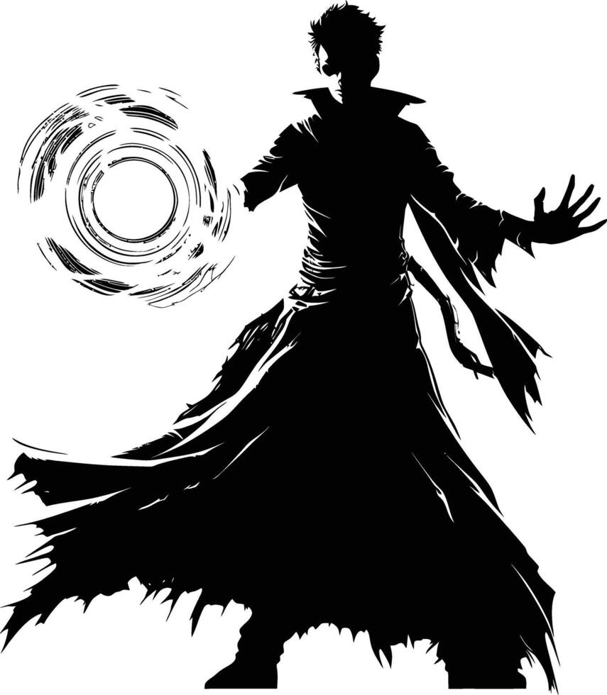 AI generated Silhouette mage full body black color only vector