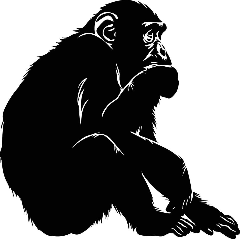 AI generated Silhouette monkey black color only vector