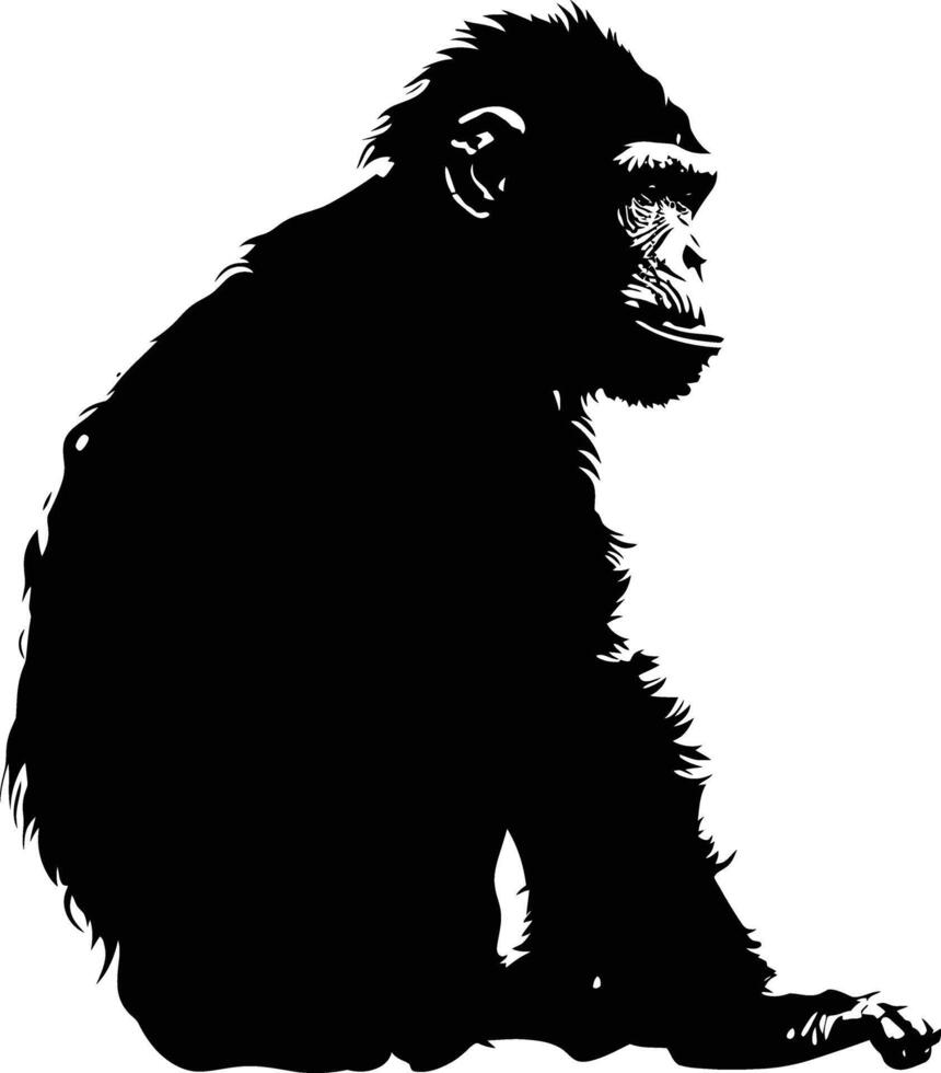 AI generated Silhouette monkey black color only vector