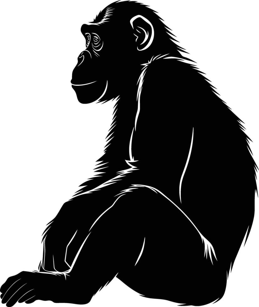 AI generated Silhouette monkey black color only vector