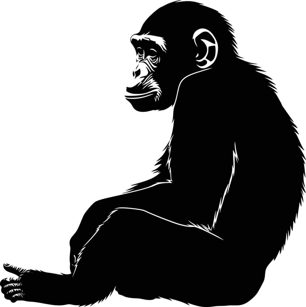 AI generated Silhouette monkey black color only vector