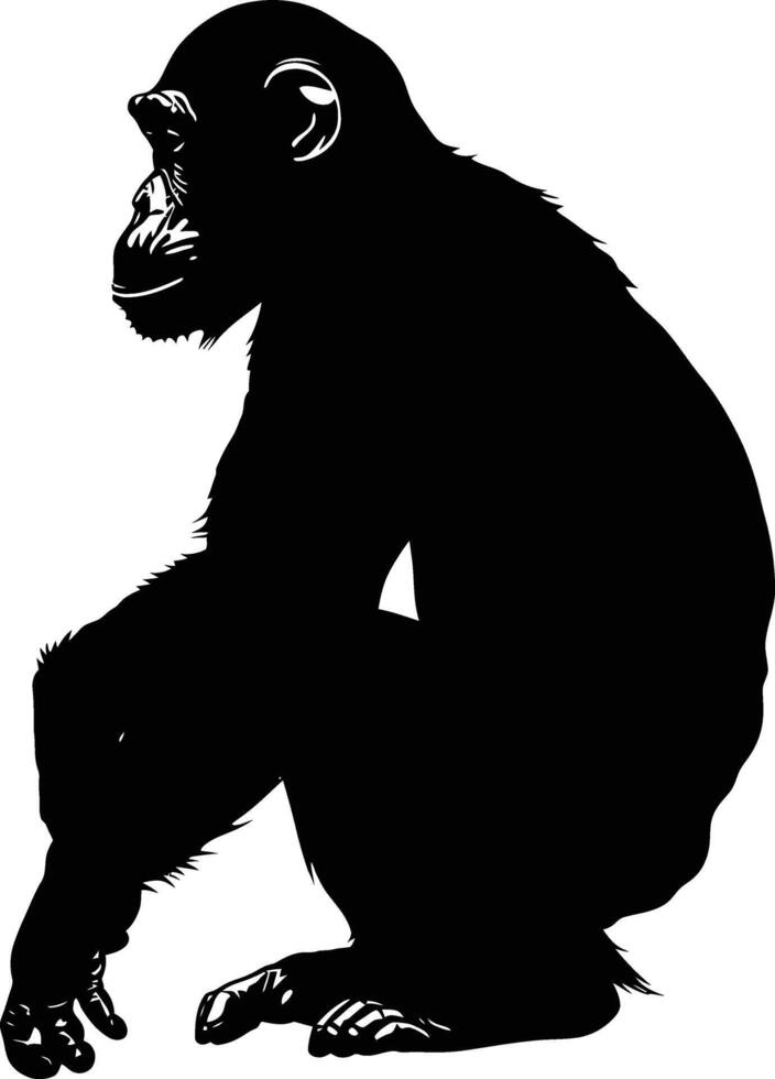 AI generated Silhouette monkey black color only vector