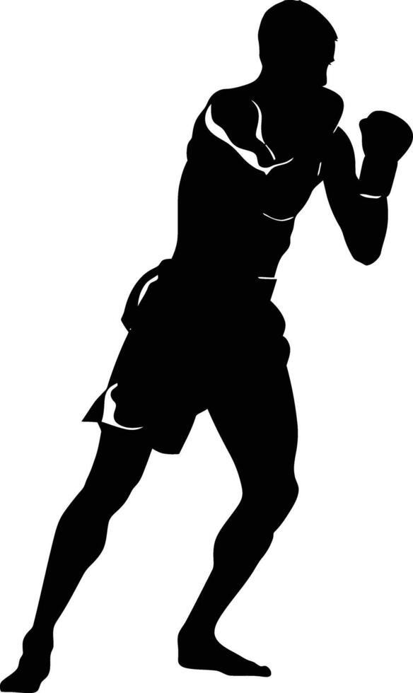 AI generated Silhouette muay thai full body black color only vector