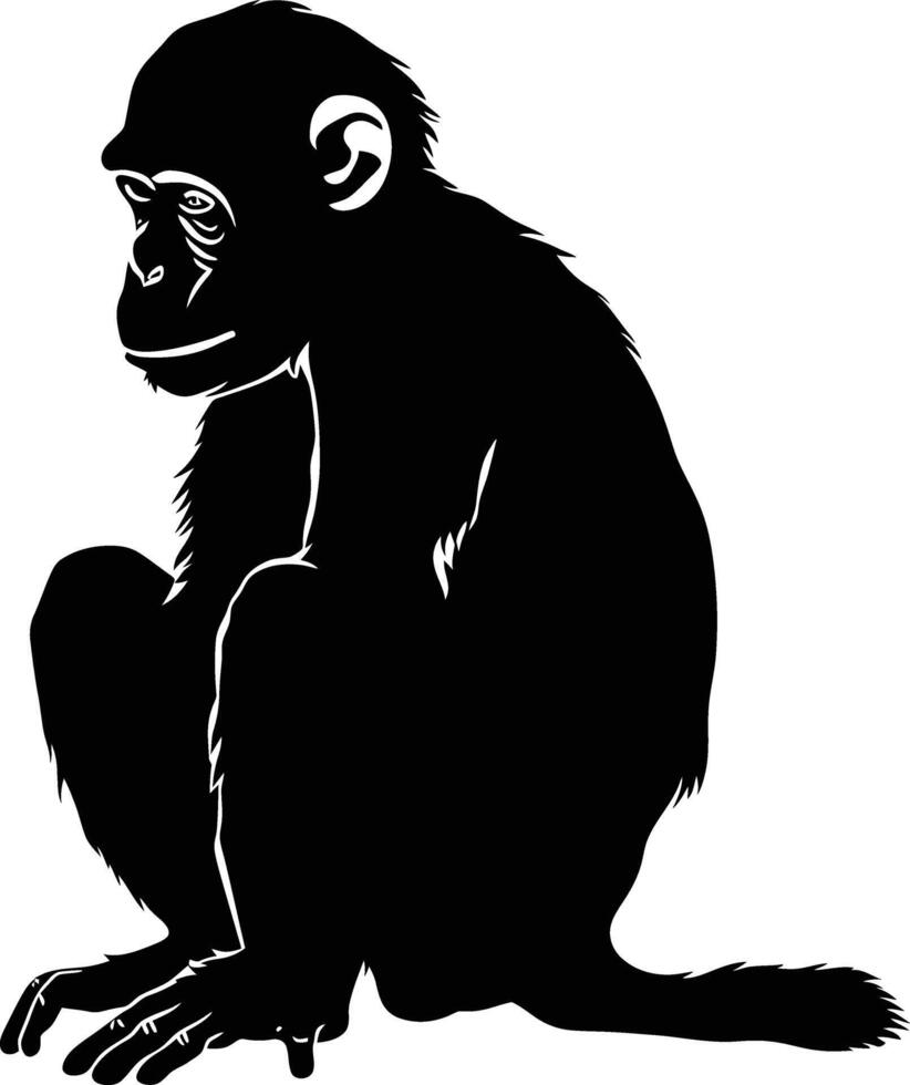 AI generated Silhouette monkey black color only vector