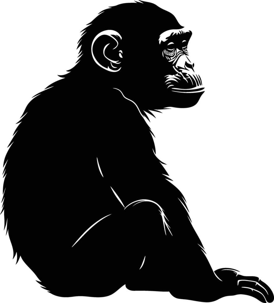 AI generated Silhouette monkey black color only vector