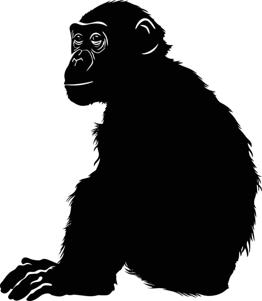 AI generated Silhouette monkey black color only vector