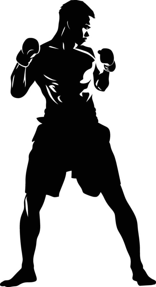 AI generated Silhouette muay thai full body black color only vector