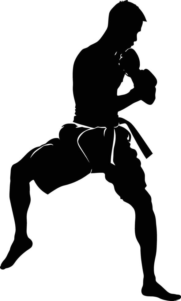 AI generated Silhouette muay thai full body black color only vector