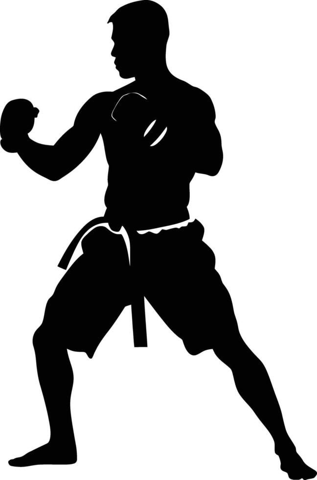 AI generated Silhouette muay thai full body black color only vector