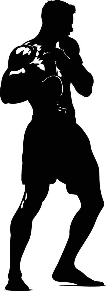 AI generated Silhouette muay thai full body black color only vector