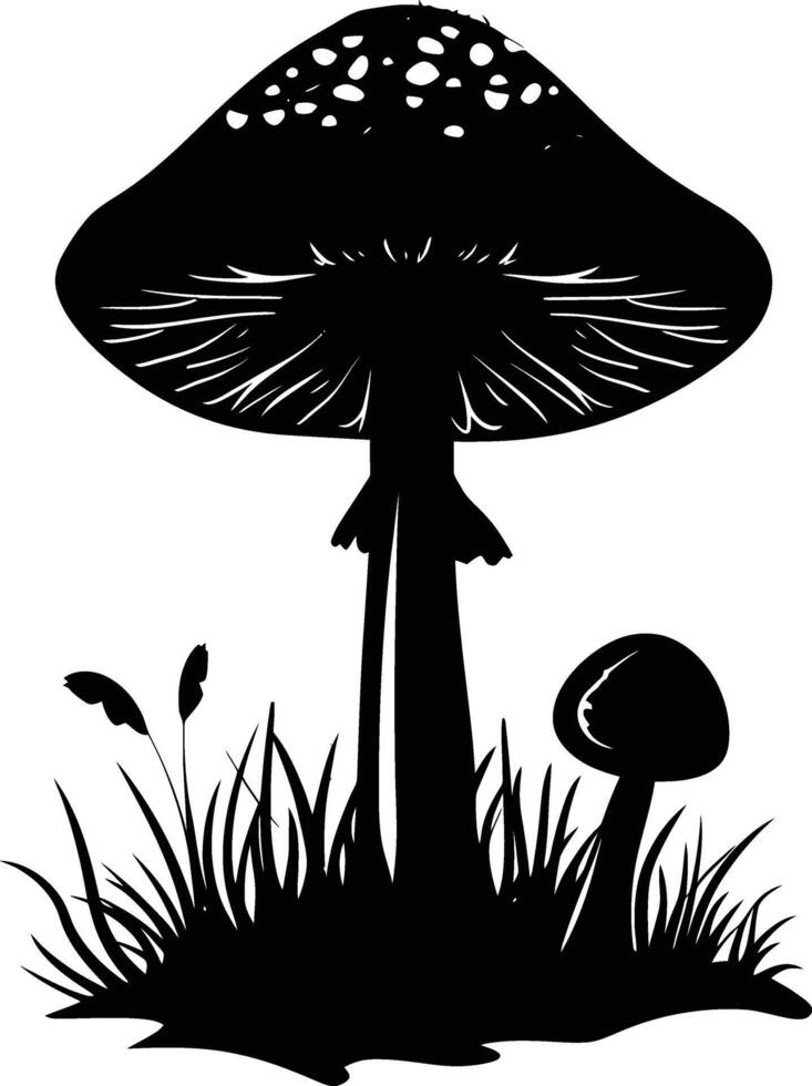 AI generated Silhouette mushroom full body black color only vector