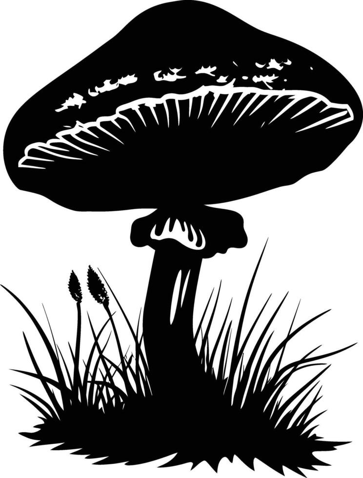 AI generated Silhouette mushroom full body black color only vector