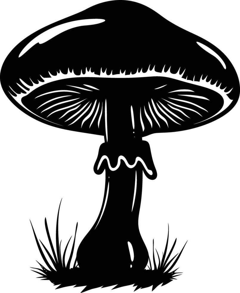 AI generated Silhouette mushroom full body black color only vector