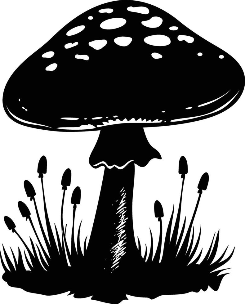 AI generated Silhouette mushroom full body black color only vector