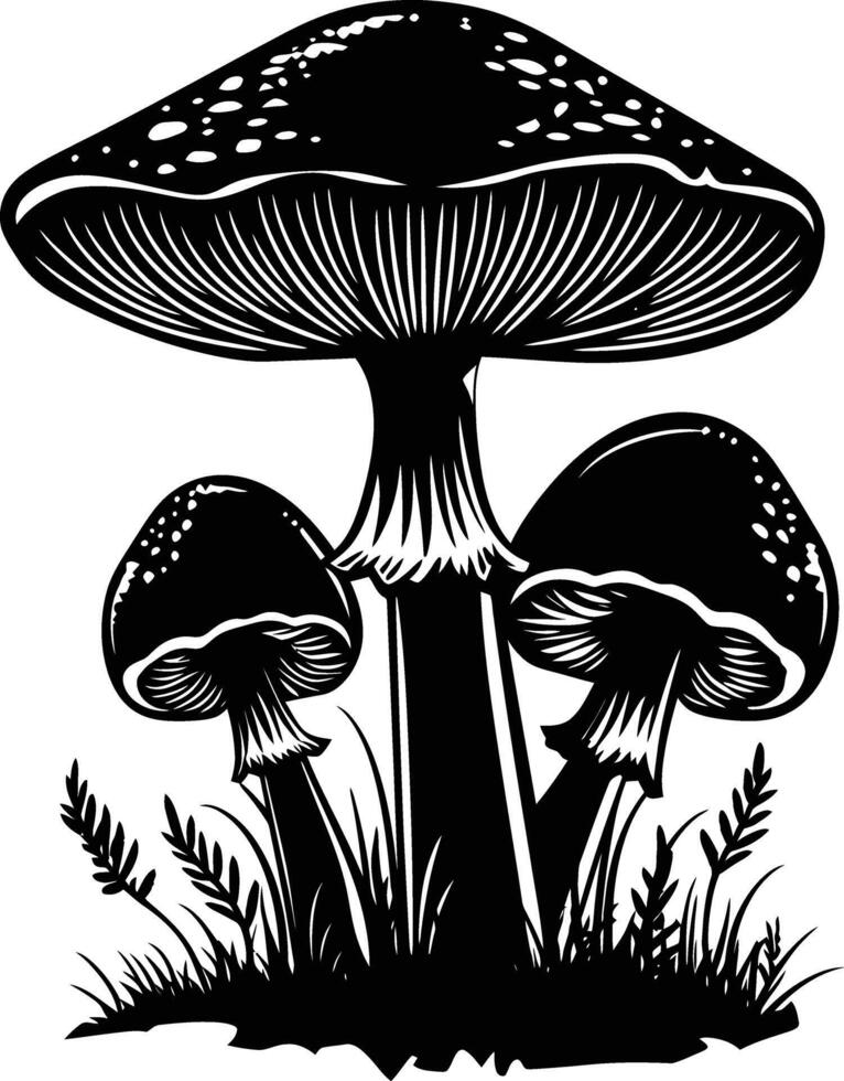 AI generated Silhouette mushroom full body black color only vector