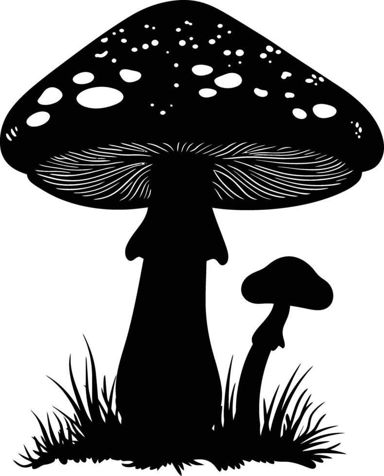 AI generated Silhouette mushroom full body black color only vector