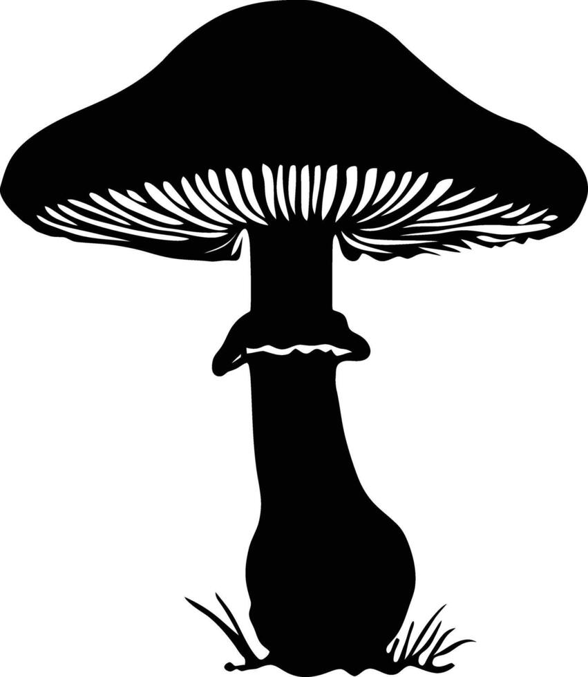 AI generated Silhouette mushroom full body black color only vector