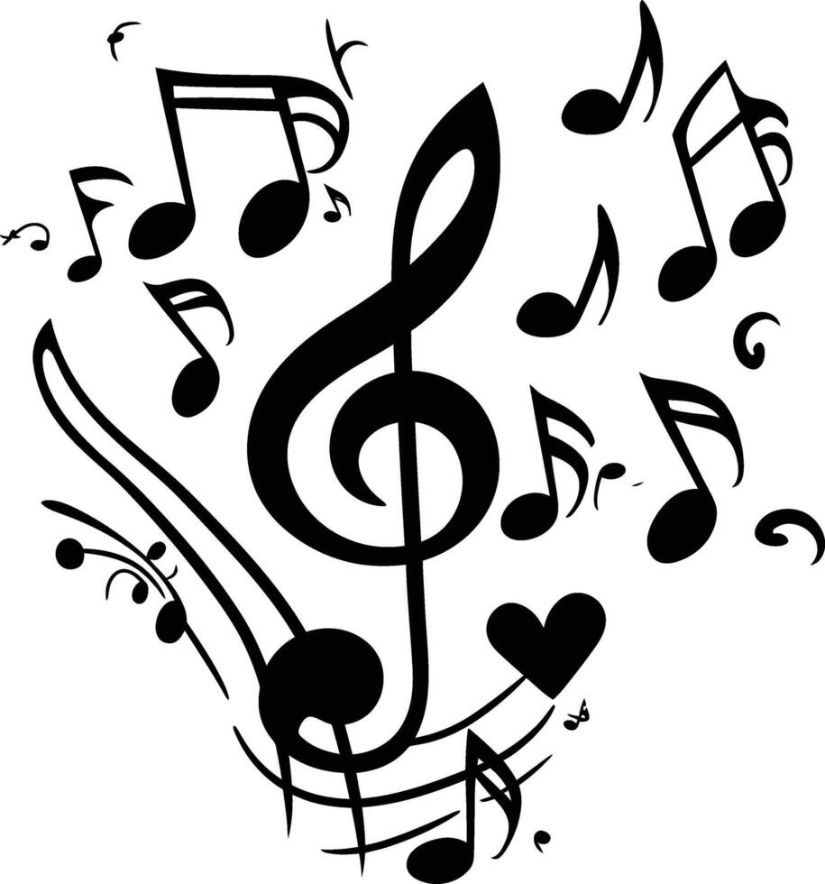 ai generado silueta musical notas amor logo símbolo negro color solamente vector