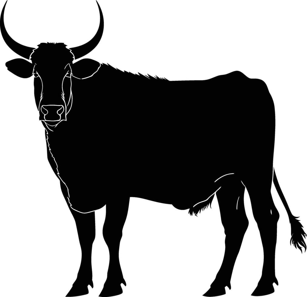 AI generated Silhouette ox black color only vector