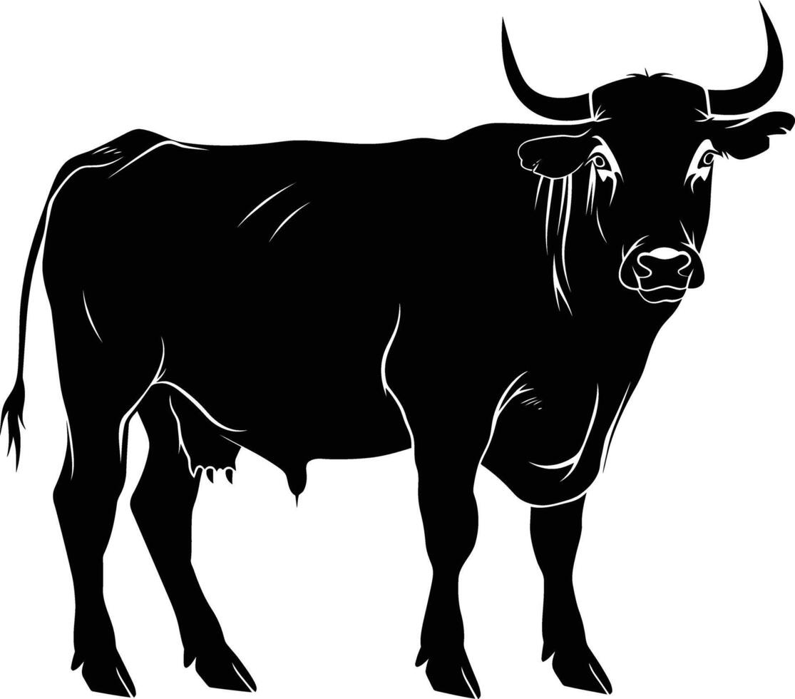 AI generated Silhouette ox black color only vector