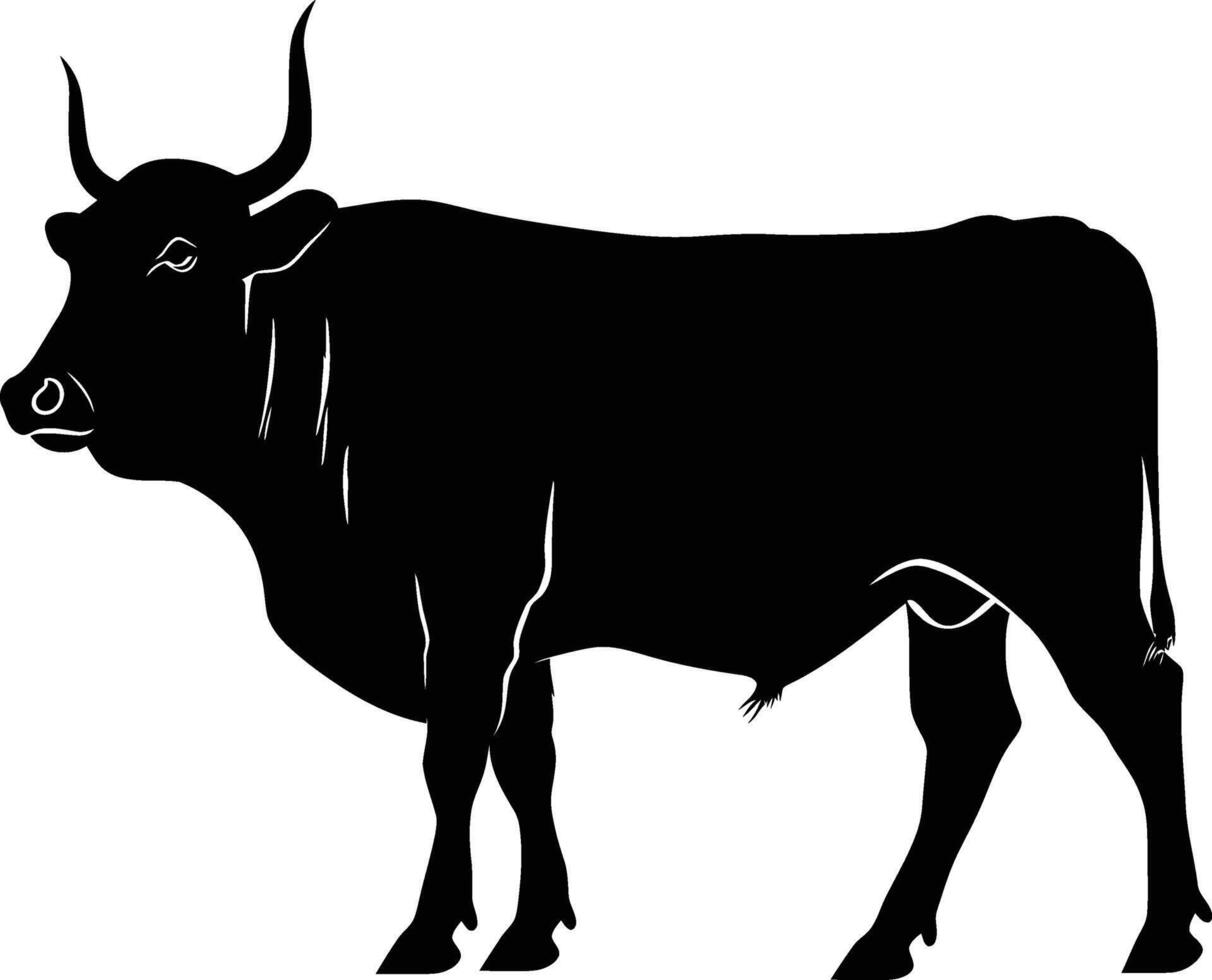 AI generated Silhouette ox black color only vector