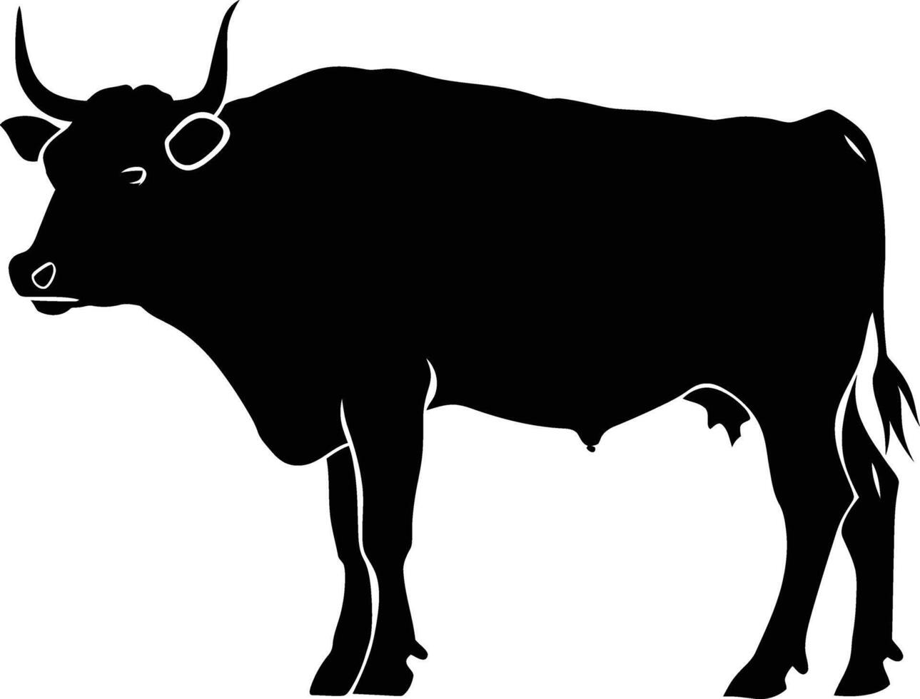 AI generated Silhouette ox black color only vector