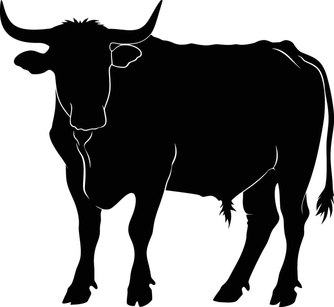 AI generated Silhouette ox black color only vector