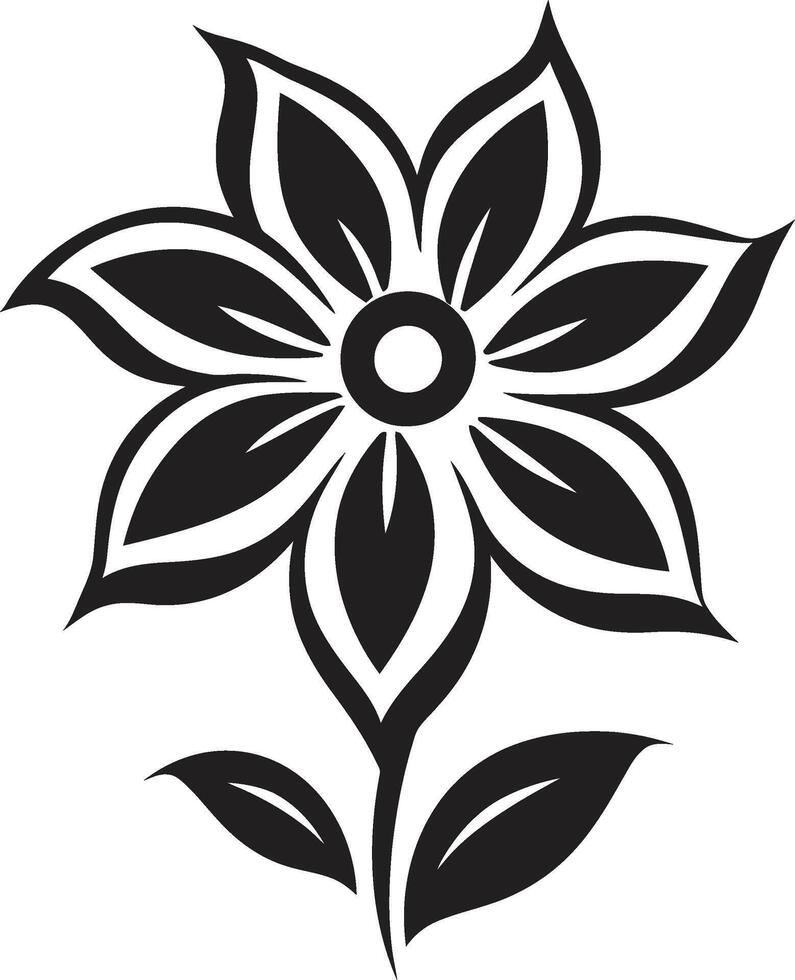 Artistic Petal Impression Monochrome Style Botanical Elegance Iconic Flower Emblem vector