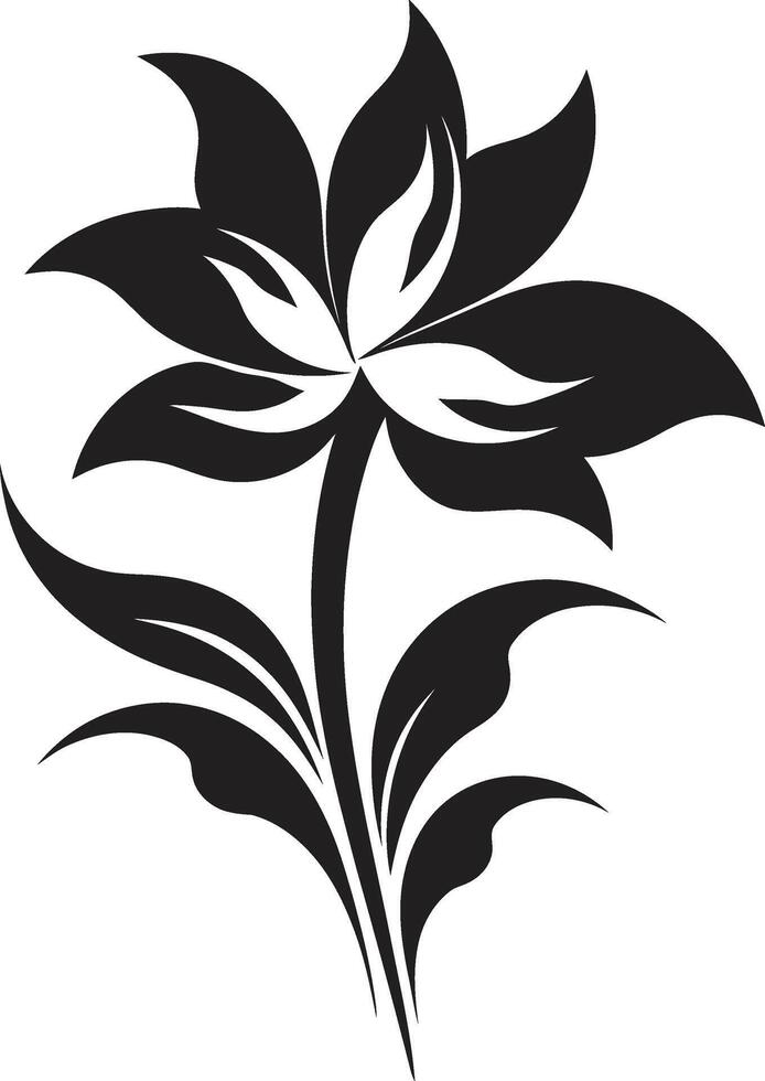 Ethereal Blossom Detail Stylish Vector Mark Sleek Floral Emblem Iconic Monotone Symbol