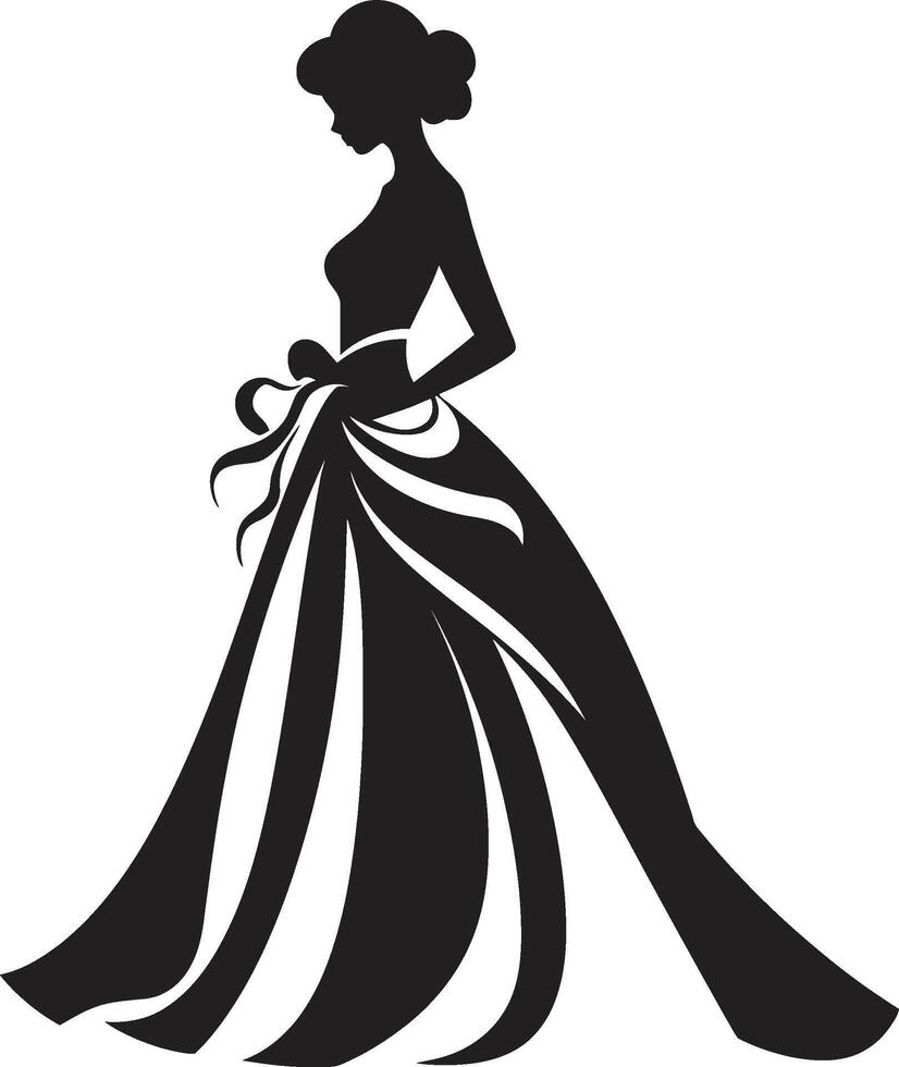 Wedded Elegance Monochrome Icon Brides Glamour Black Design vector