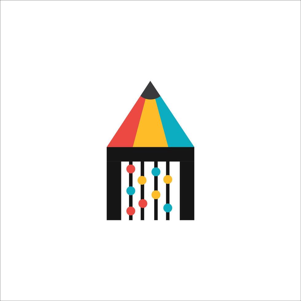 Pencil house logo design. Easy to change colors. vector