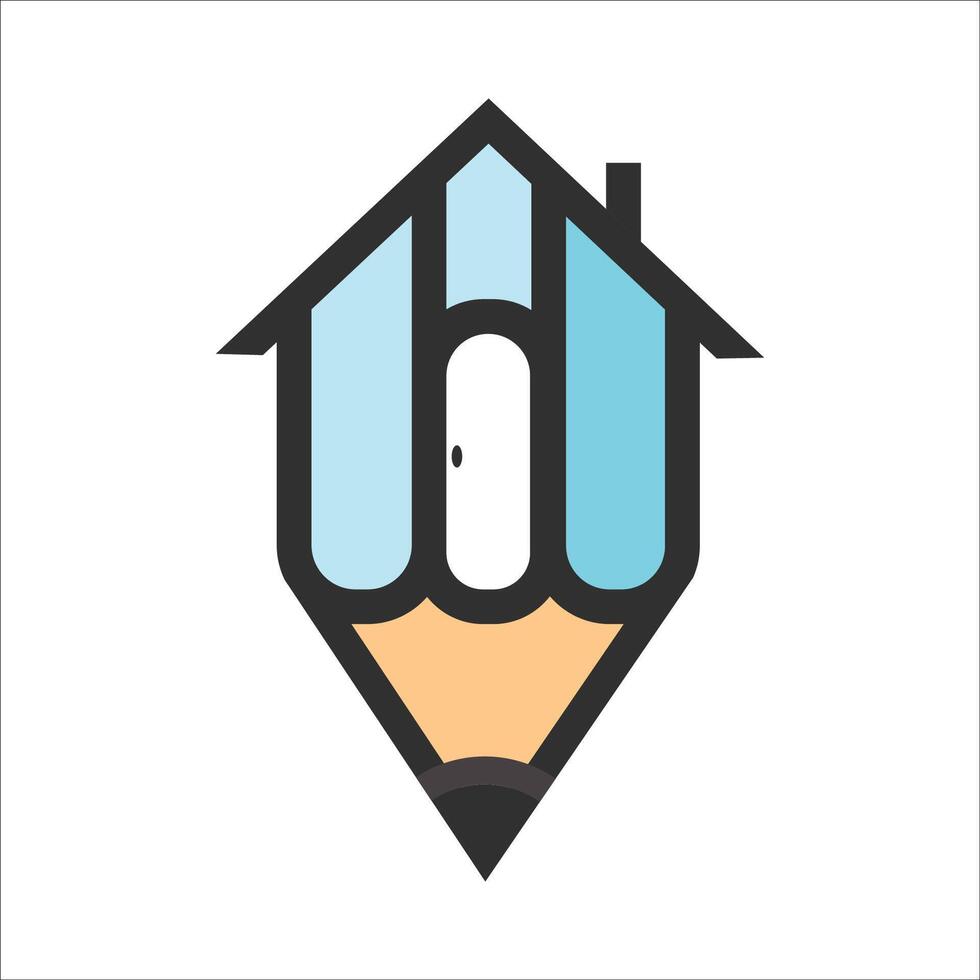 Pencil house logo design. Easy to change colors. vector