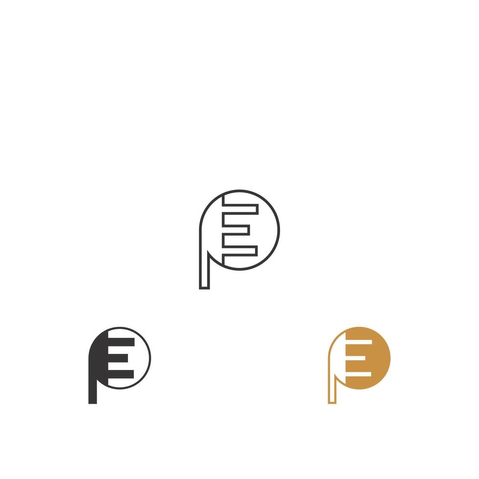 Alphabet Initials logo PE, EP, P and E vector