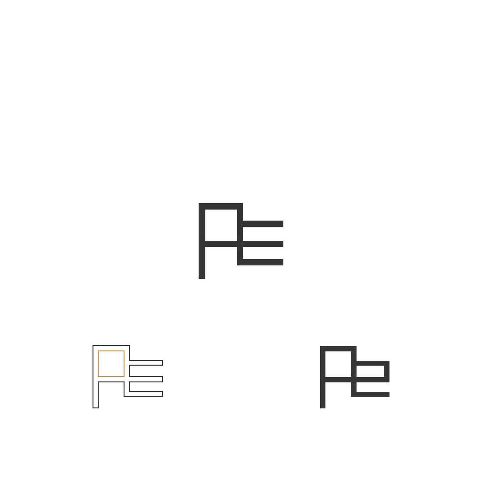 Alphabet Initials logo PE, EP, P and E vector