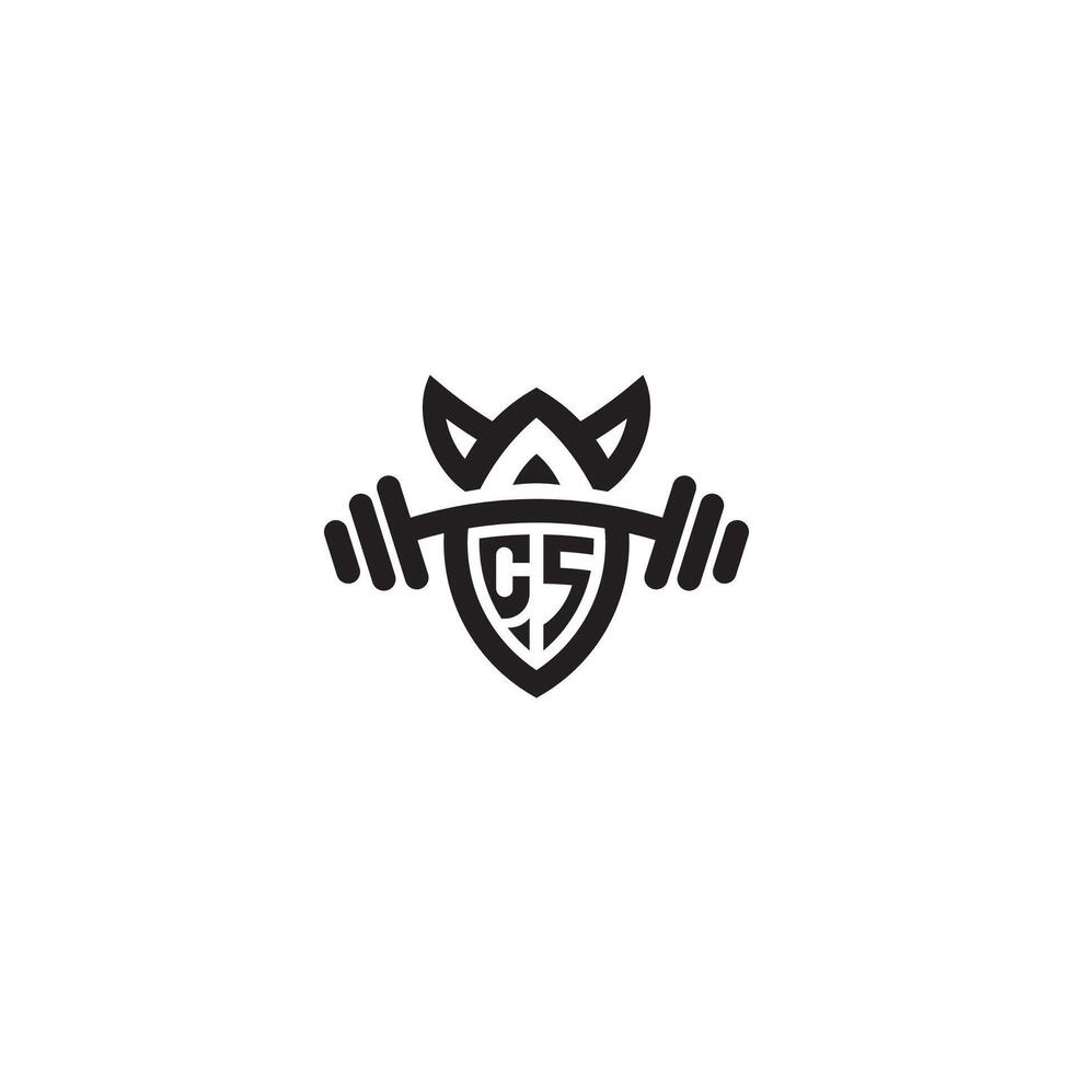 CS line fitness initial concept with high quality logo design vector