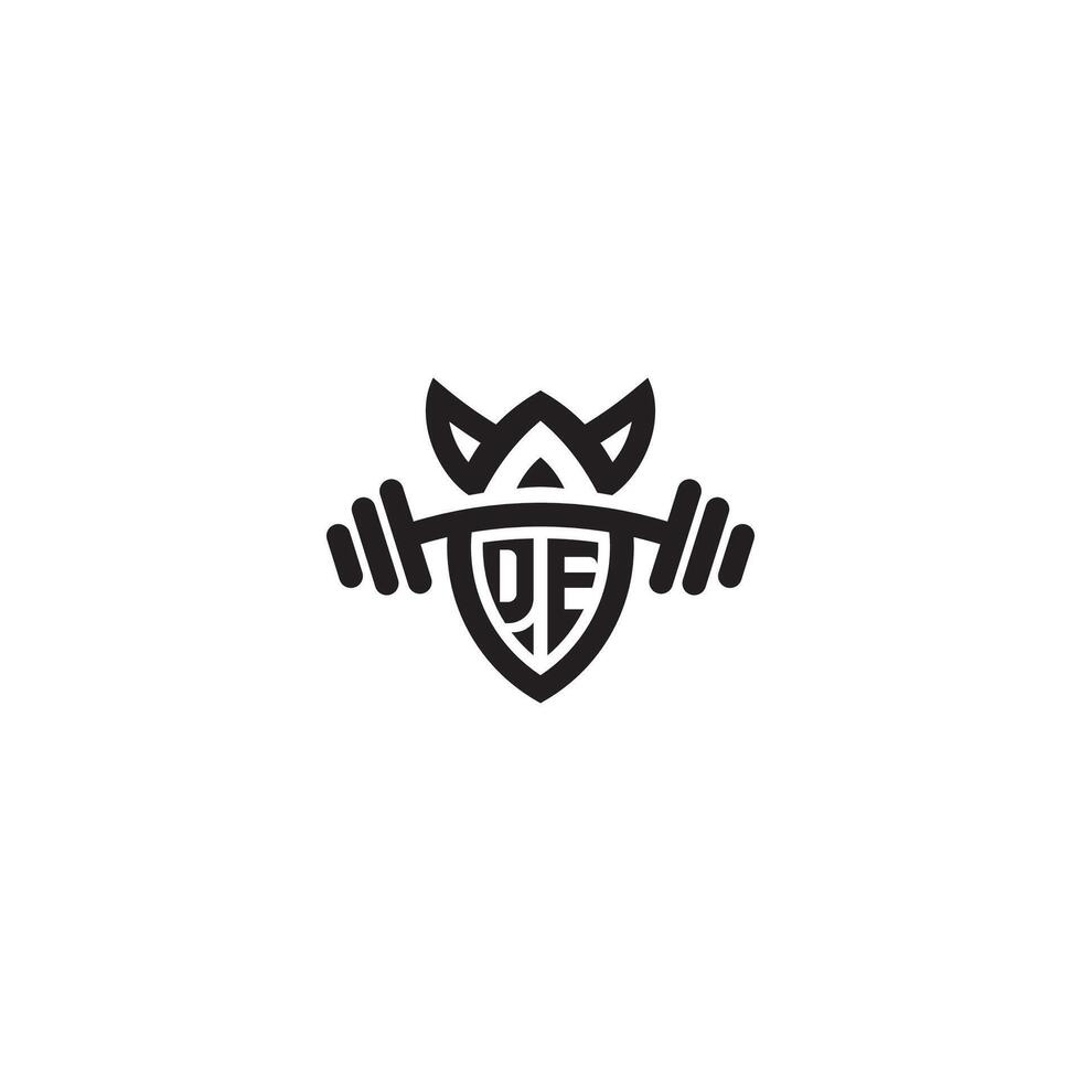 DE line fitness initial concept with high quality logo design vector