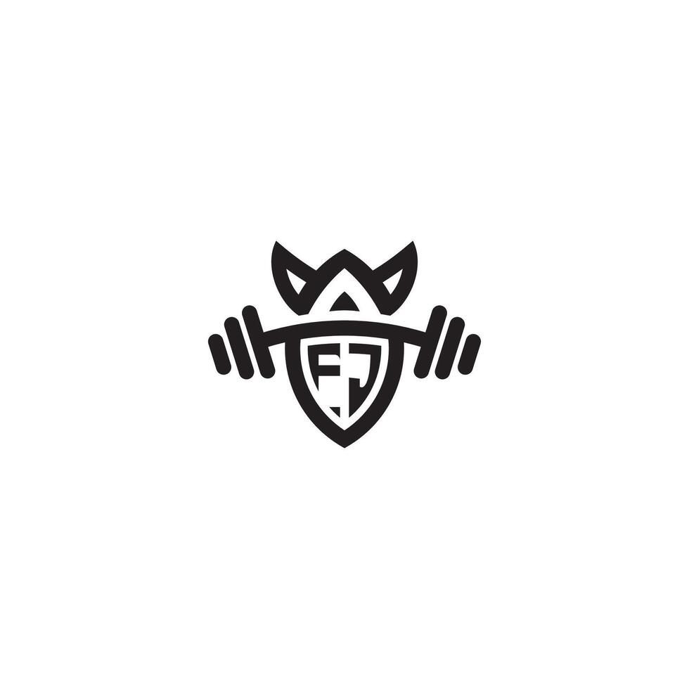 FJ line fitness initial concept with high quality logo design vector